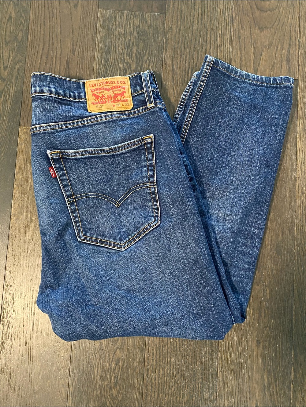 Levis 512 Classic Dark Wash Straight Leg Jeans - Blue